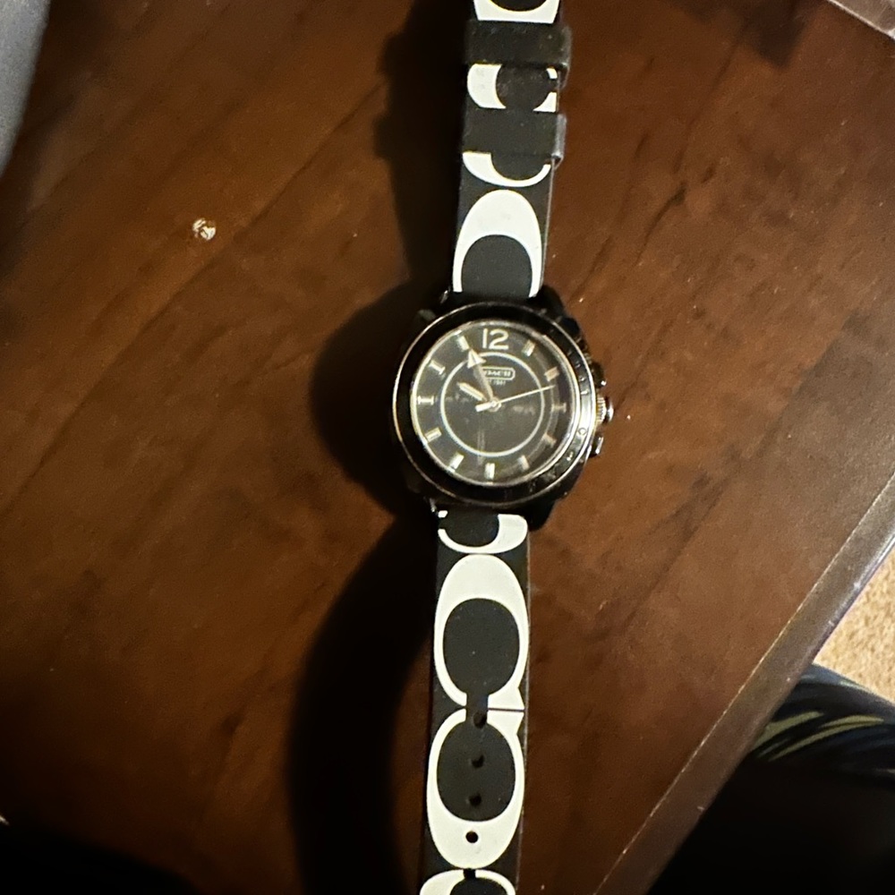 NWT Coach black white Logo Silicone Watch